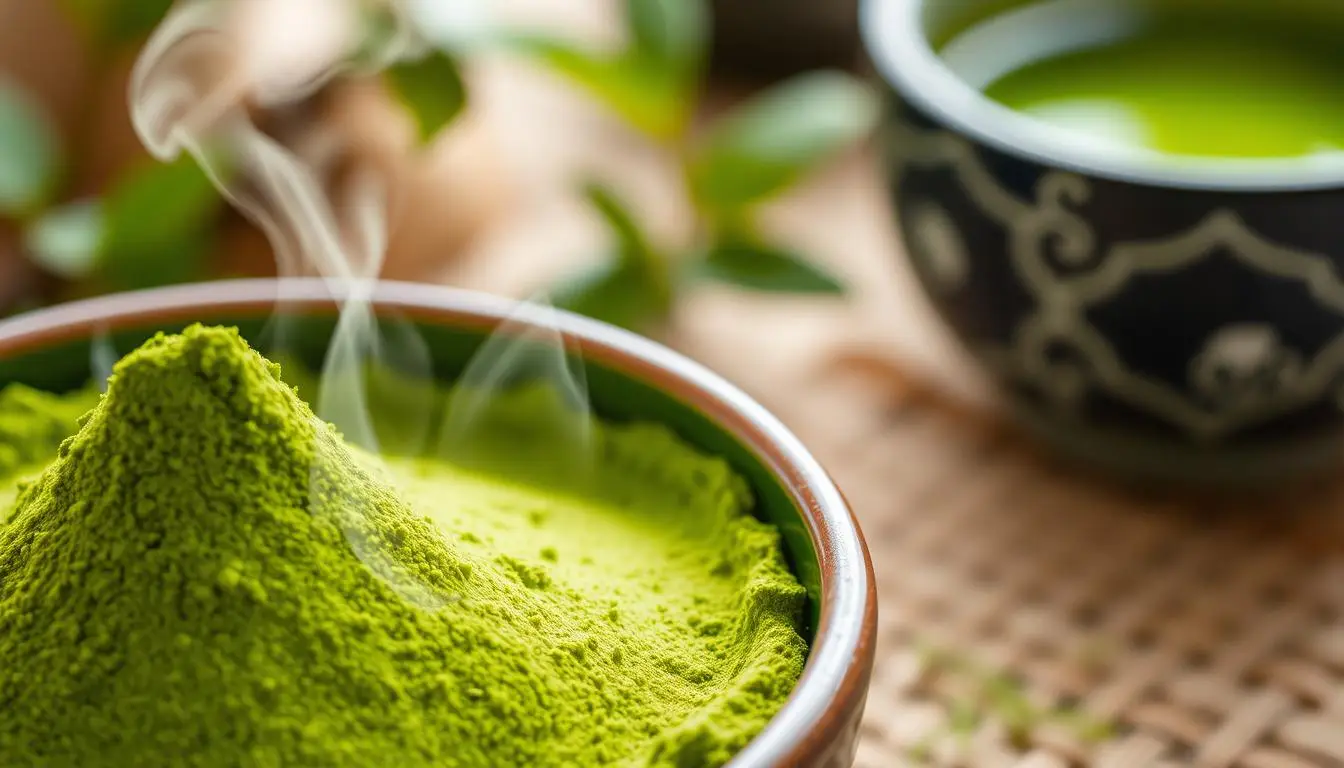 Matcha-Geschmack und Tee-Textur